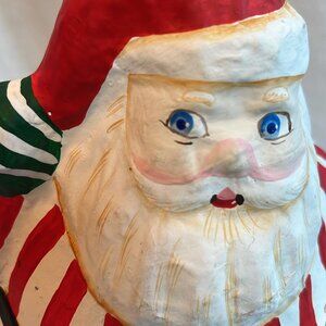 Vintage Paper Mache Santa Standing 8 1/2”  Red Santa Claus Made In Philippines